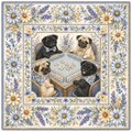 Neoprene Pug Floral Mahjong Mat 36"×36" – Preorder