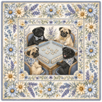 Neoprene Pug Floral Mahjong Mat 36"×36" – Preorder